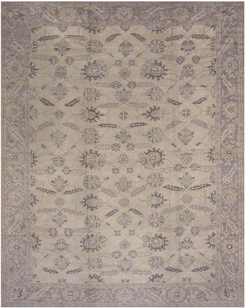 Antique Turkish Oushak Camel and Taupe Handwoven Wool Carpet