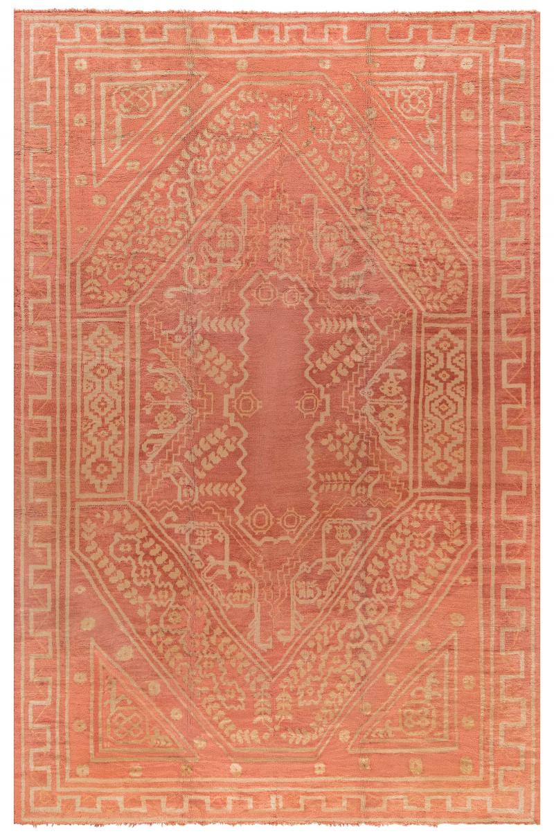 Antique Turkish Oushak Orange Handmade Wool Rug Size Adjusted 