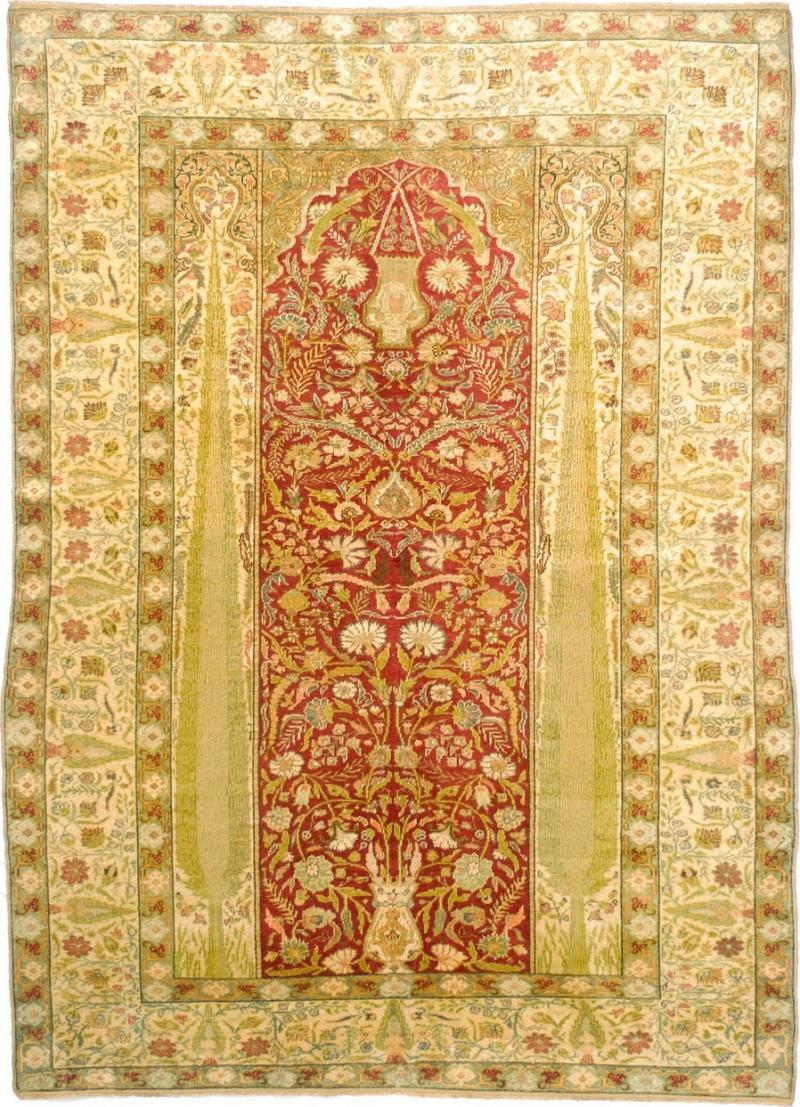 Antique Turkish Silk Rug 4 4 x 6 6 