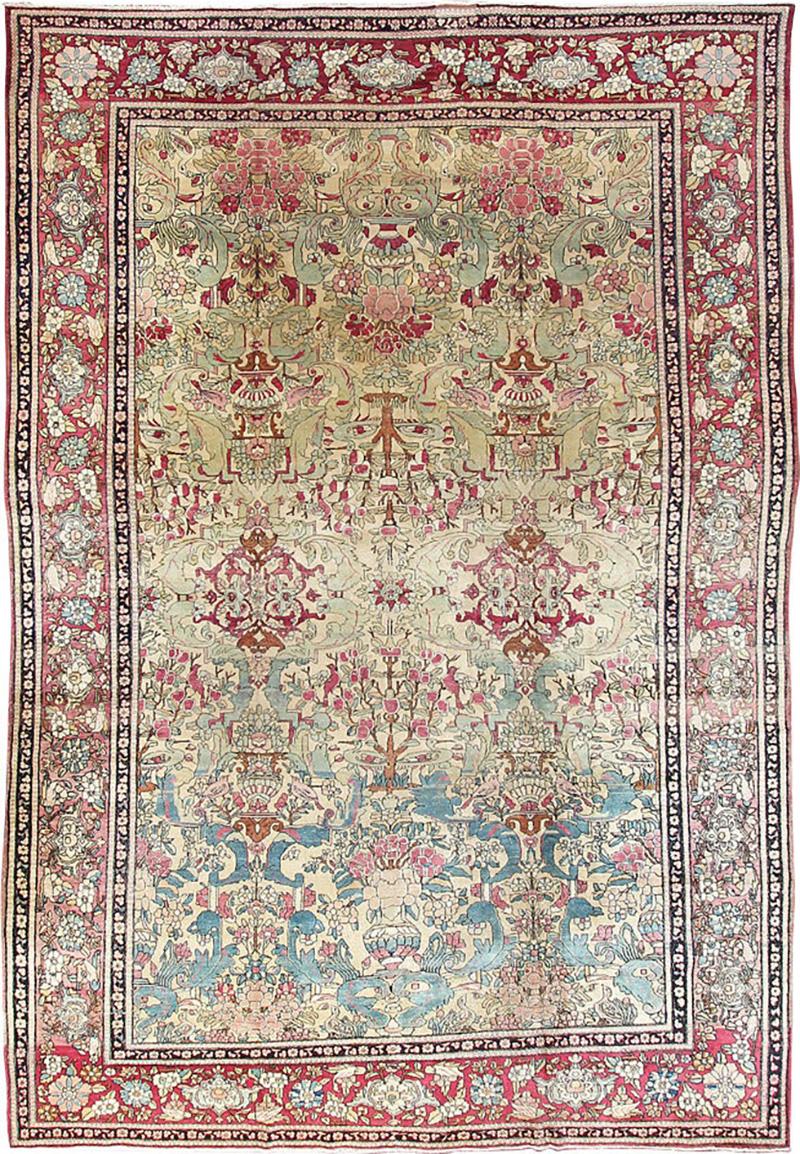 Antique Unusual Isfahan Carpet