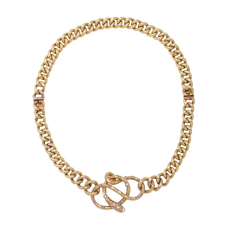 Antique Victorian 14 kt Gold Snake Necklace Bracelet
