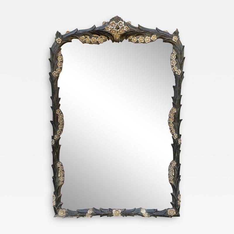 Antique Victorian Ghostly Ebony Flower Vine Mirror