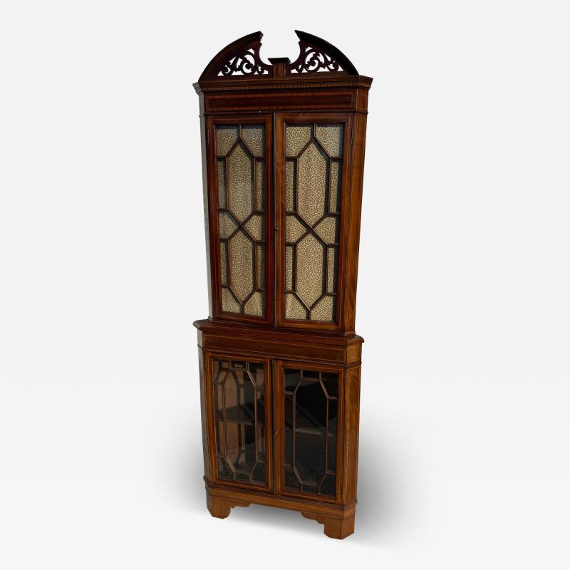 Antique Victorian Mahogany Corner Curio Cabinet