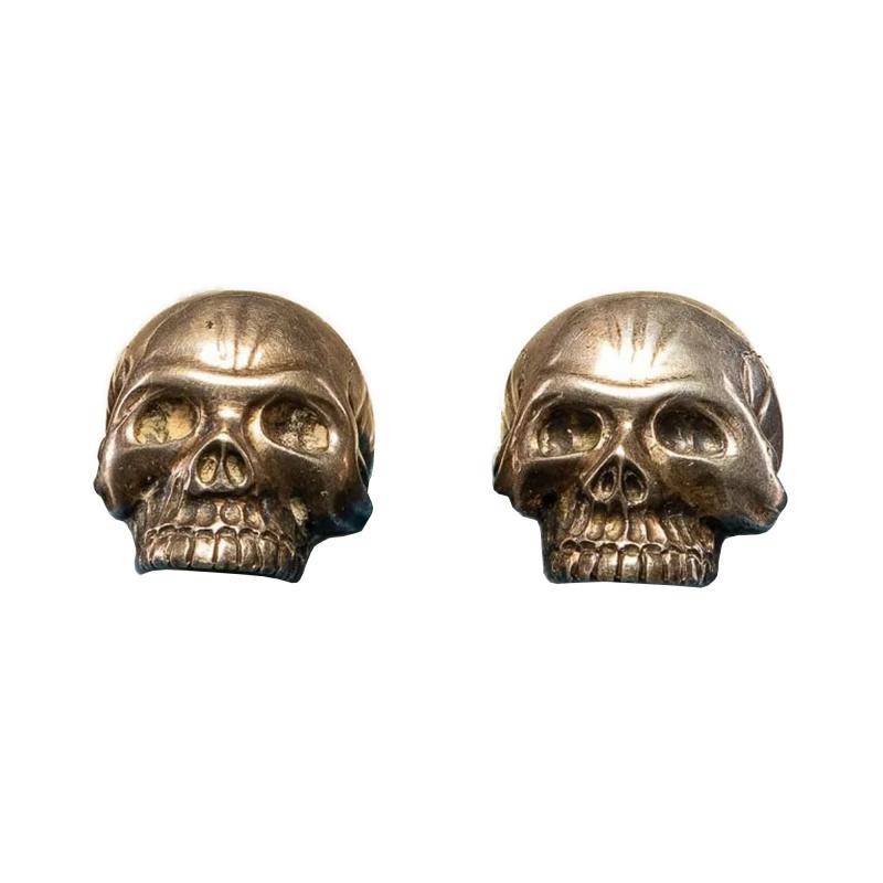 Antique Victorian Mens Sterling Silver Skull Shirt Collar Stud Button