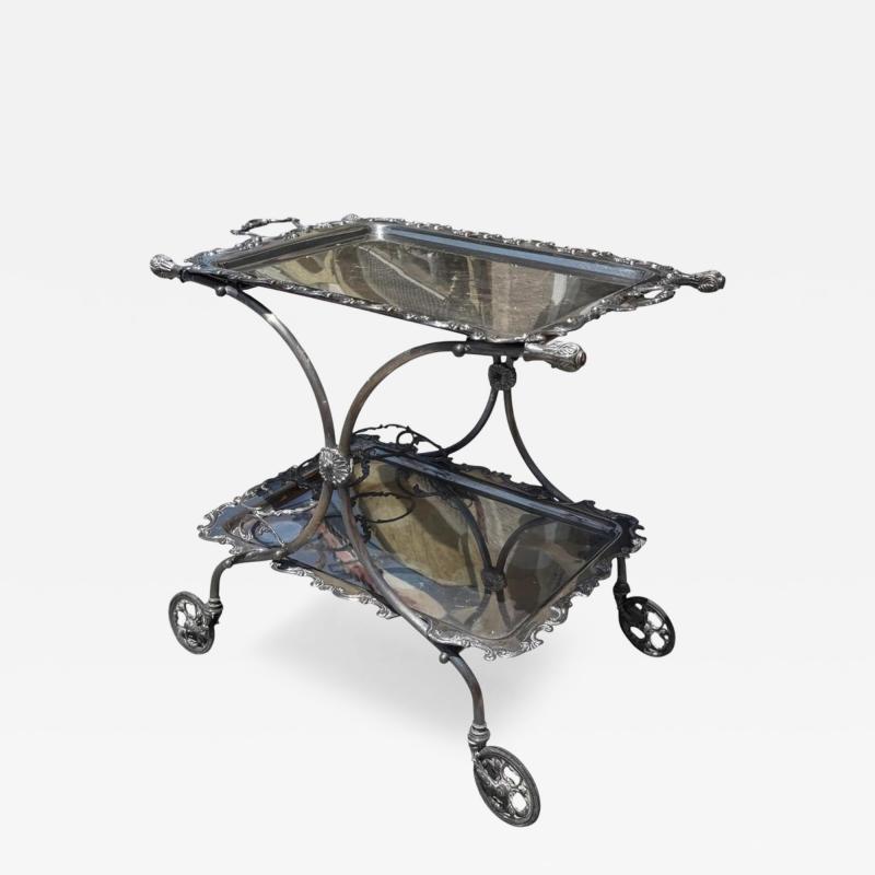 Antique Victorian Silver Plated Desert or Bar Cart