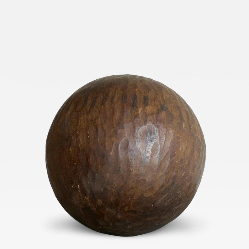 Antique Wabi Sabi Style Ball in Carved Wood