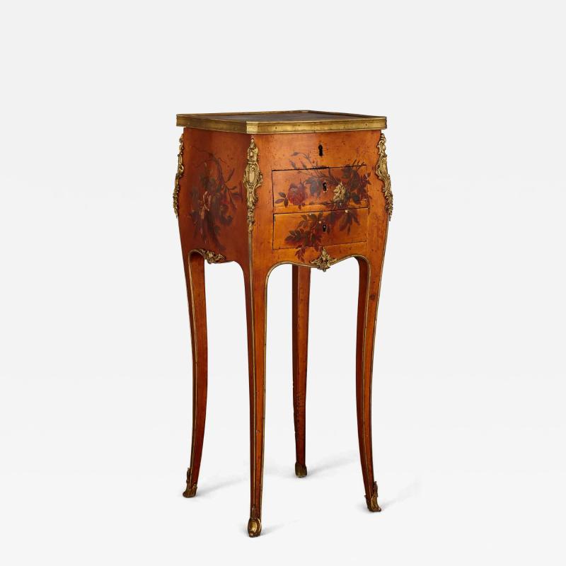Antique gilt bronze mounted French side table