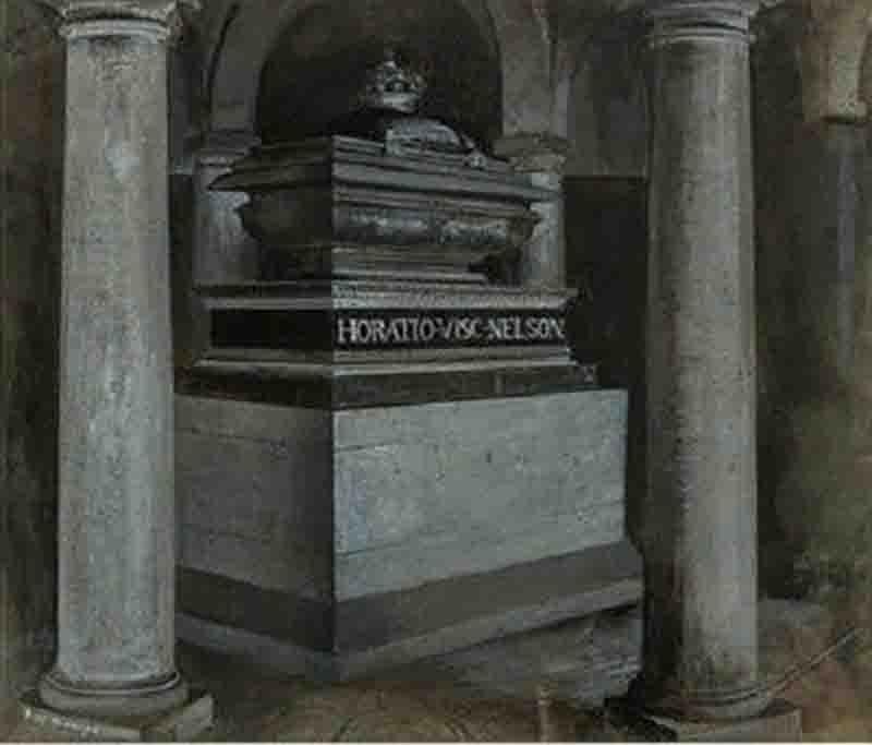 Antique gouache of Nelsons tomb
