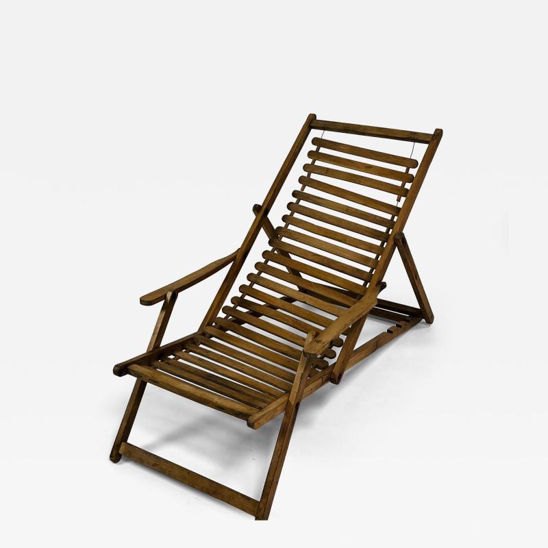 Antique oak wooden transat chair