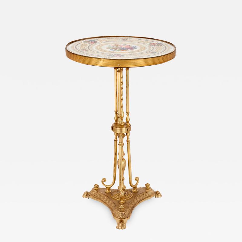Antique porcelain and ormolu gueridon table