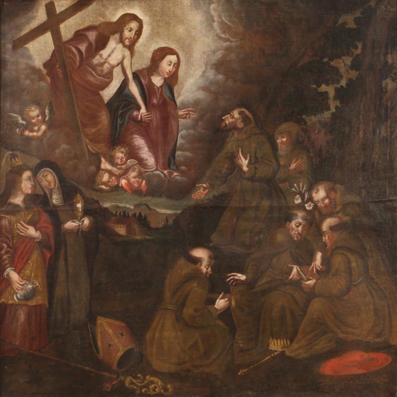 Antique religious Spanish painting oil on canvas from the 18th century