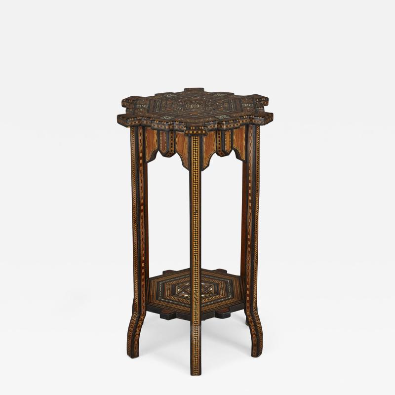 Antique traditional Syrian geometrical marquetry side table