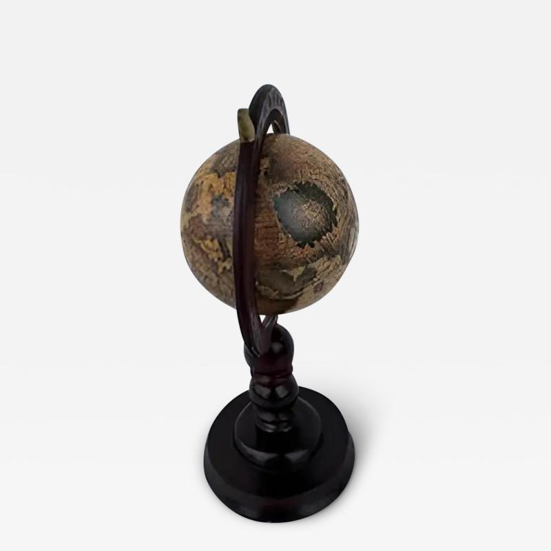 Antique vintage terrestrial globe wooden base stand