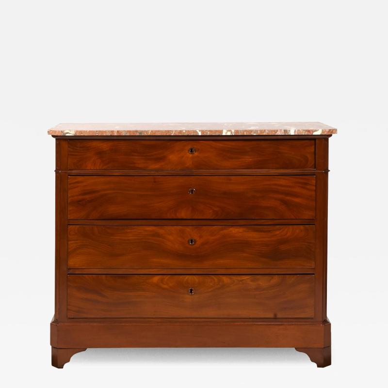 Antiques Louis Philippe Flame Mahogany Chest Commode With Marble Top France