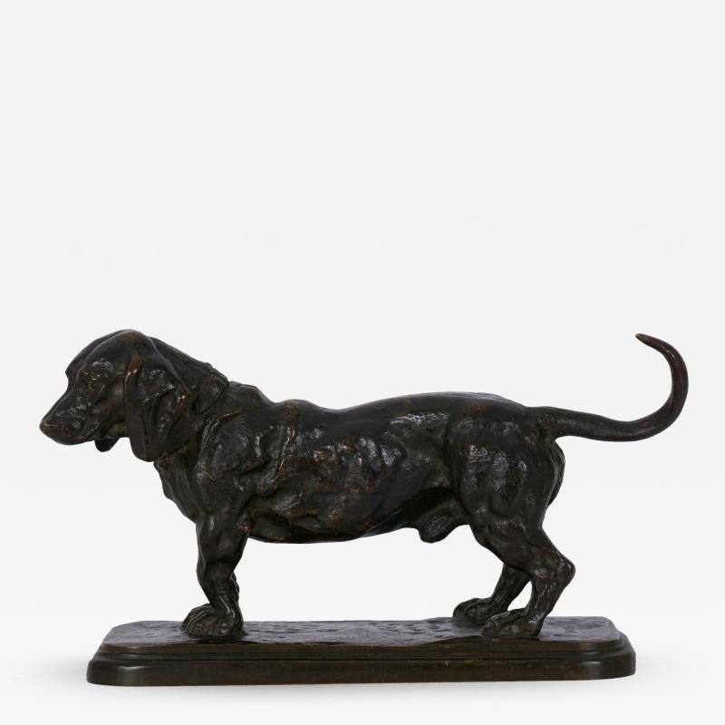 Antoine Louis Barye French Bronze Sculpture of Basset Hound by Antoine Louis Barye F Barbedienne