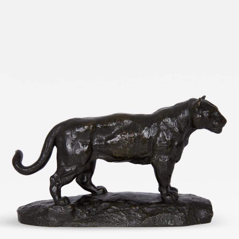 Antoine Louis Barye Jaguar Standing Bronze Sculpture by Antoine Louis Barye and Barbedienne