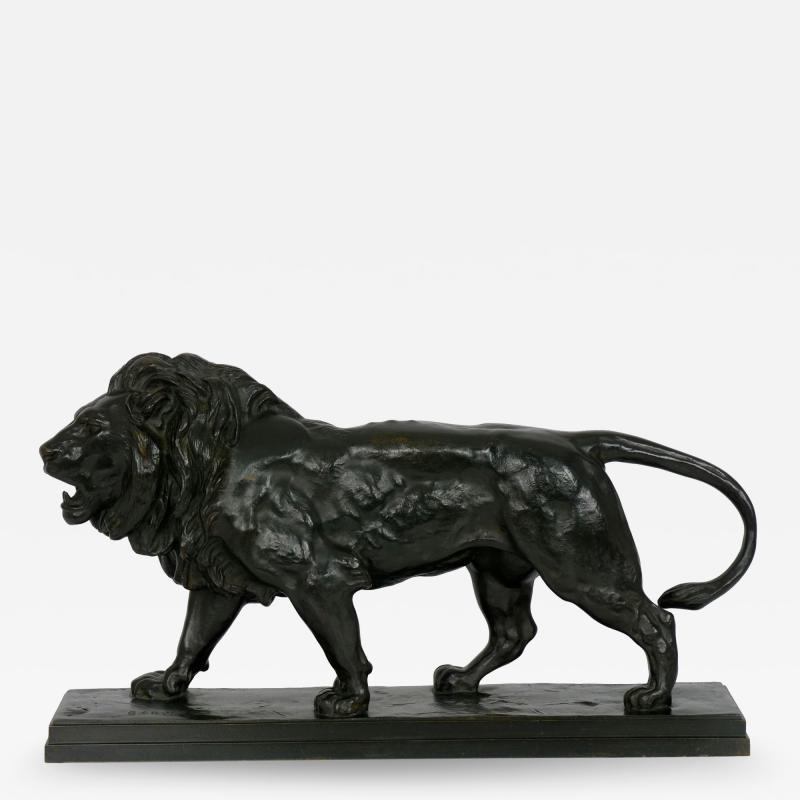 Antoine Louis Barye Lion Marchant Antique French Bronze Sculpture by Antoine L Barye Barbedienne