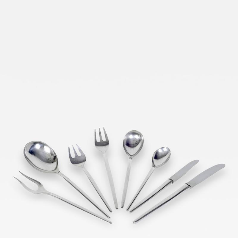 Anton Michelsen Sterling Silver Danish 74 Piece Tulip Flatware Set by Anton Michelsen Denmark