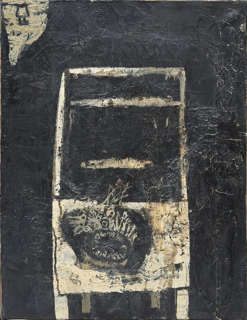 Antoni Tapies Post War Antoni Clav Atrb Oil Painting in the Manner of Antoni Tapies