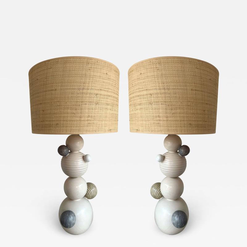 Antonio Cagianelli Contemporary Pair of Ceramic Atomo Lamps by Antonio Cagianelli Italy