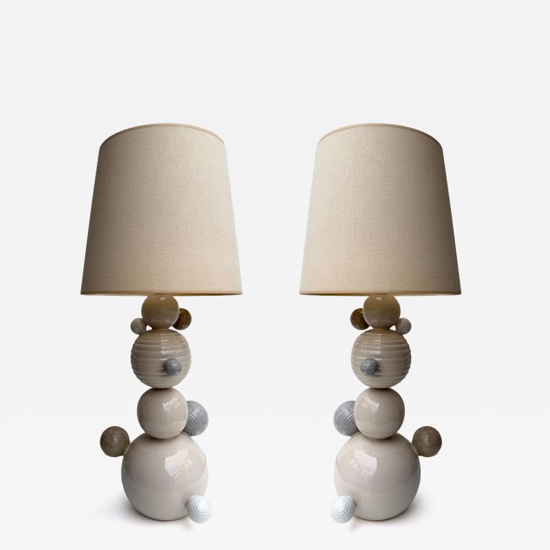 Antonio Cagianelli Contemporary Pair of Ceramic Atomo Lamps by Antonio Cagianelli Italy