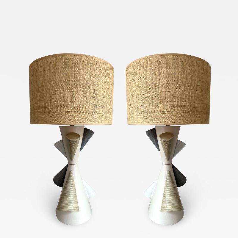 Antonio Cagianelli Contemporary Pair of Ceramic Cone Lamps by Antonio Cagianelli Italy