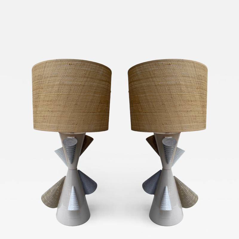 Antonio Cagianelli Contemporary Pair of Ceramic Cone Lamps by Antonio Cagianelli Italy