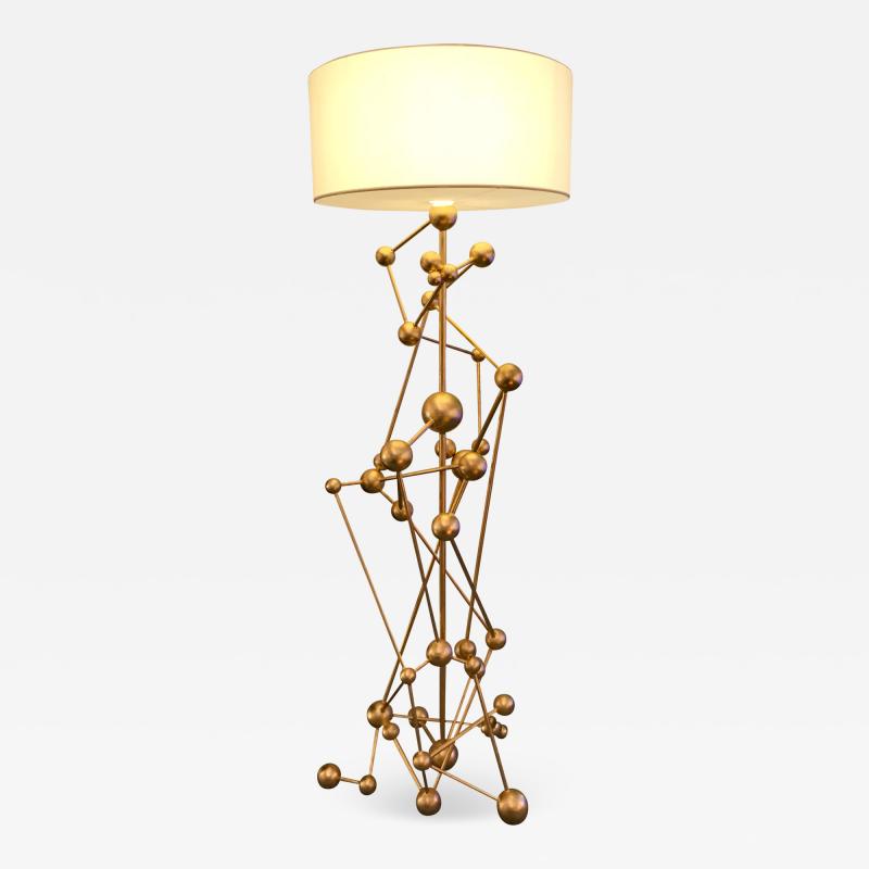 Antonio Cagianelli Floor Lamp Atomica Iron Gold Leaf by Antonio Cagianelli Italy 2018 