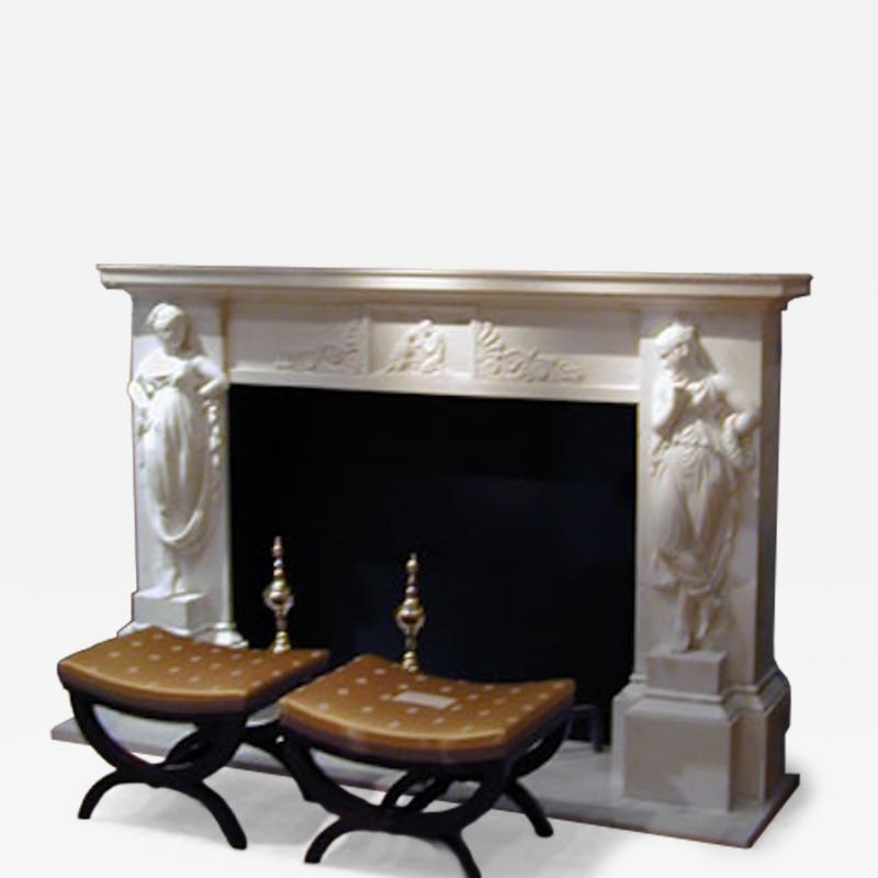 Antonio Canova Figural Marble Mantelpiece