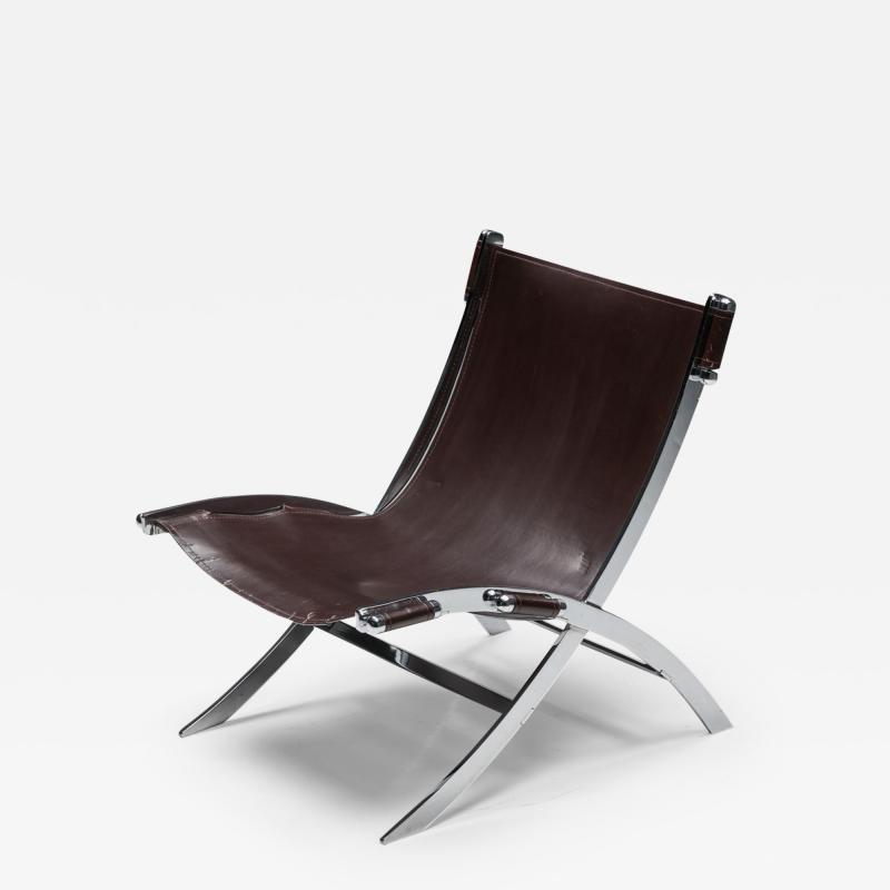 Antonio Citterio Burgundy Leather Scissor Chair by Antonio Citterio for Flexform 1980s