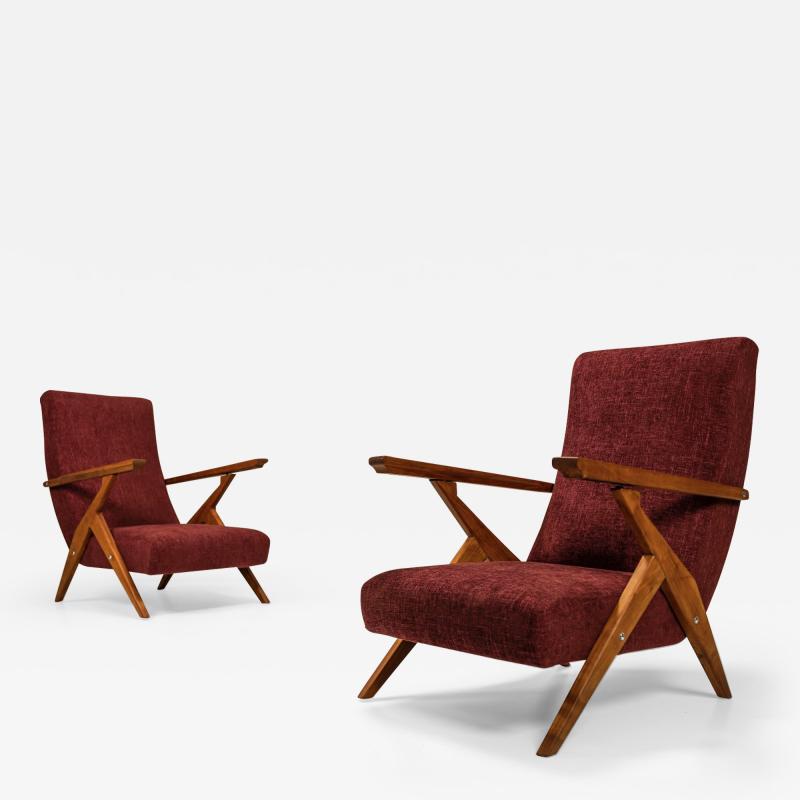 Antonio Gorgone Set of Two Reclining Lounge Chairs in The Style of Antonio Gorgone Italy 1950s