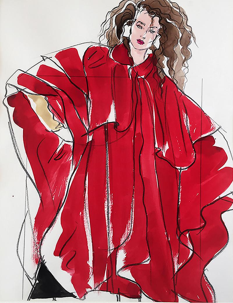 Antonio Lopez Woman in Red Vogue Magazine S Burroughs