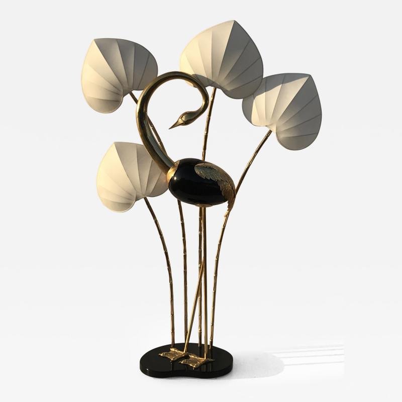 Antonio Pavia Monumental Brass Egret Flamingo Floor Lamp by Antonio Pavia