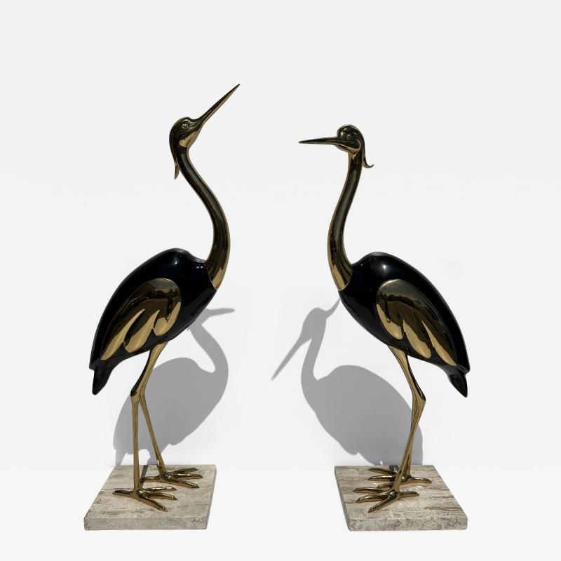 Antonio Pavia Pair of Brass Heron Sculptures