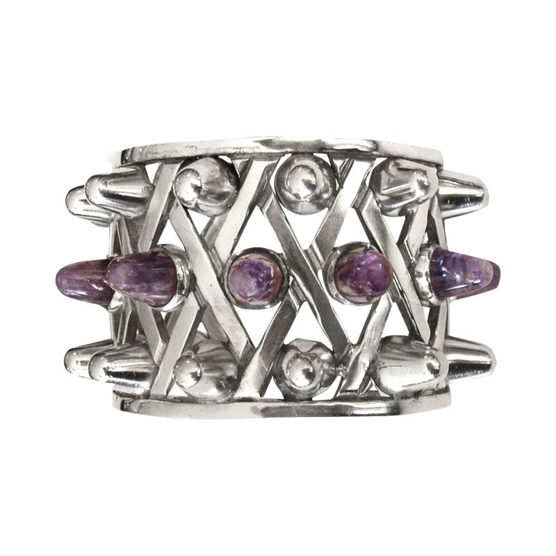 Antonio Pineda Antonio Pineda Amethyst Silver Spike Bracelet