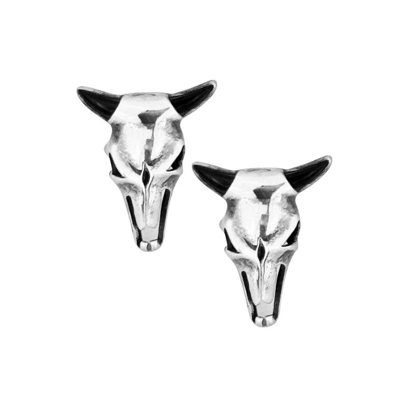 Antonio Pineda Antonio Pineda Sterling Onyx Steer Skull Cufflinks