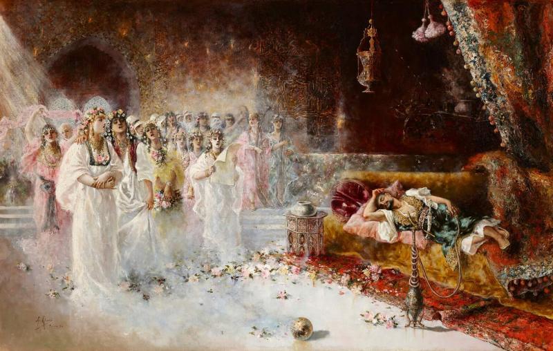 Antonio Rivas Dream Serenade Orientalist oil painting by Antonio Rivas