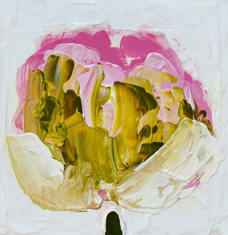 Anya Spielman Green Gold Pink Abstract Painting 2021