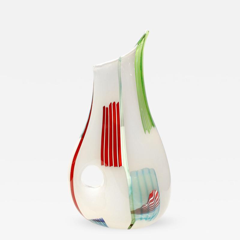 Anzolo Fuga Anzolo Fuga Iconic Bandiere Vase with Multichrome Rods and Hole 1950s