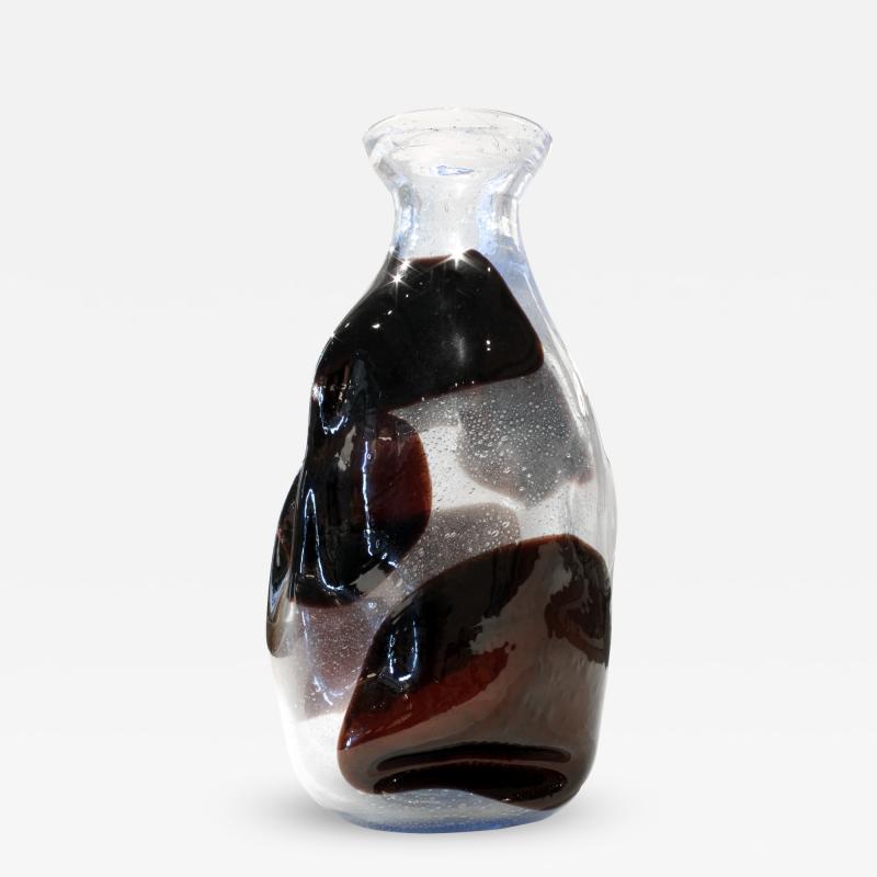 Anzolo Fuga Anzolo Fuga Pulegoso Glass Vase with Black Spots 1960s