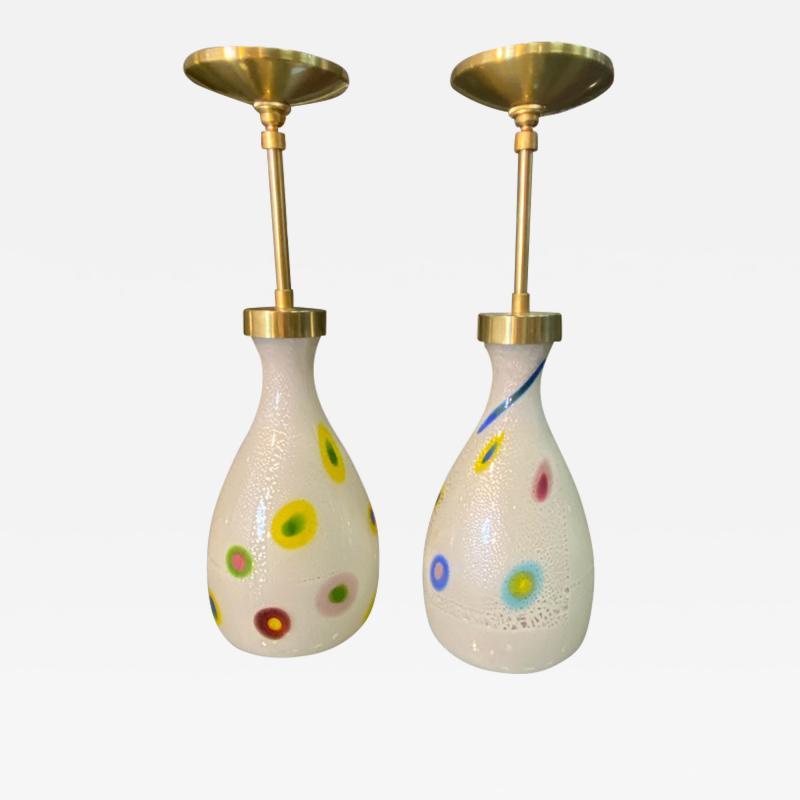 Anzolo Fuga MODERNIST MID CENTURY PAIR OF MURANO GLASS PENDANT LIGHTS BY ANZOLO FUGA