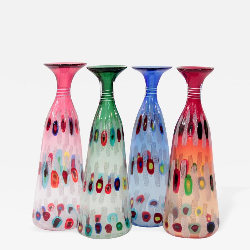 Anzolo Fuga Rare set of Hand Blown Glass Vases by Anzolo Fuga for A V E M 