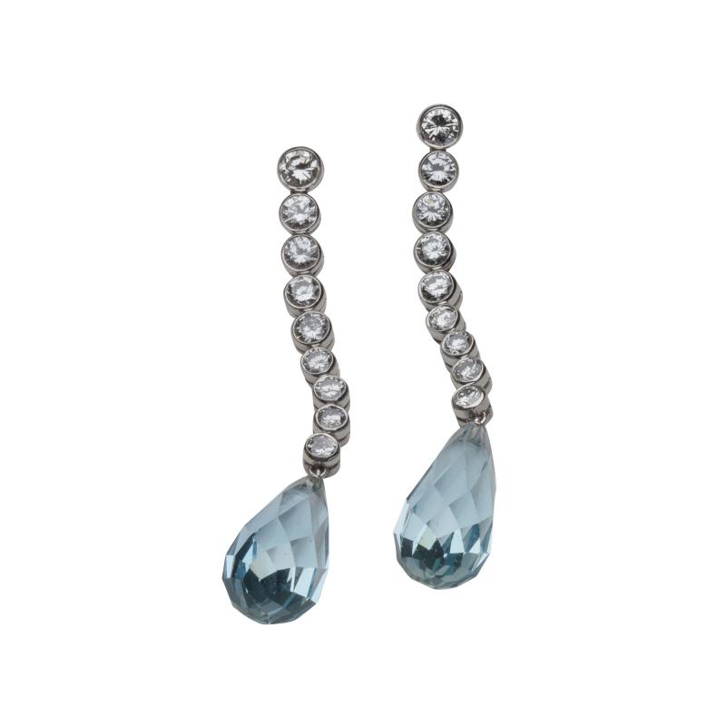 Aquamaine Diamond Earrings 18kt