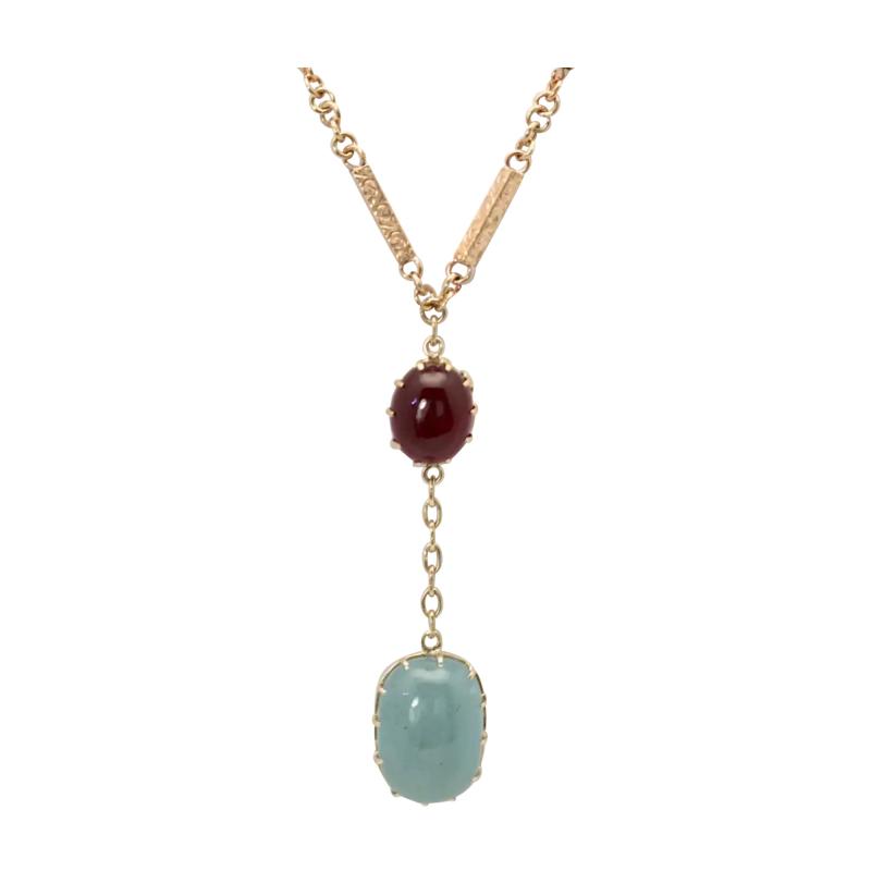 Aquamarine Cabochon Lariat Necklace 15 40 Carats