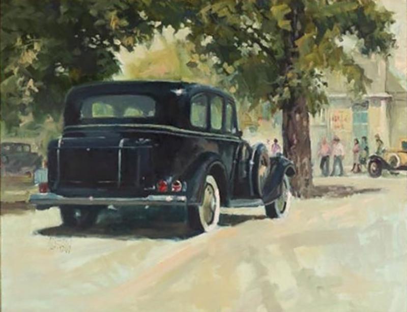 Arch D Shaw Original Arch Shaw Oil Painting of a Classic Antique Automobile