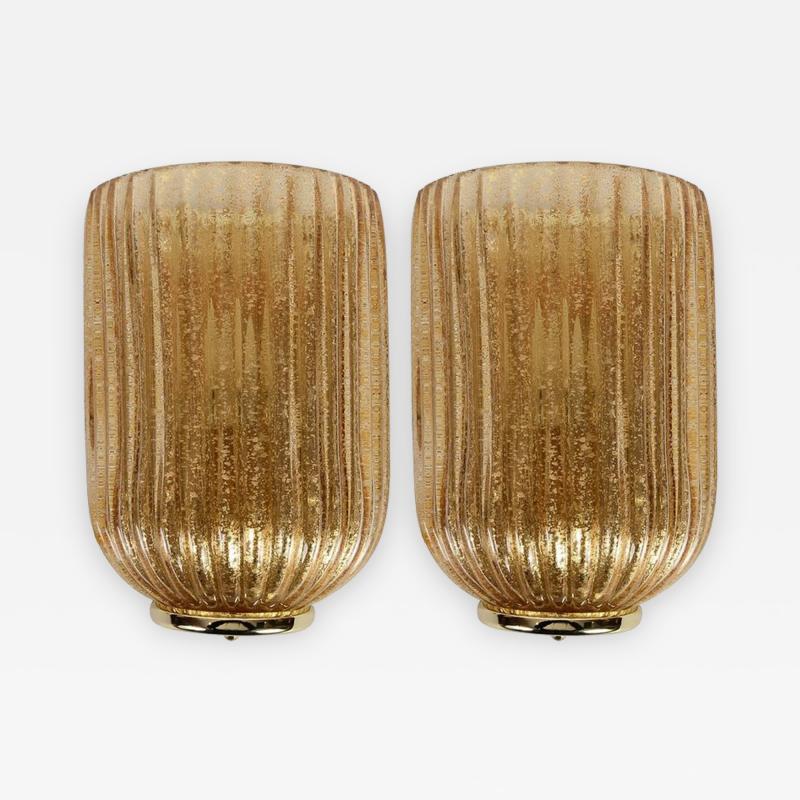 Archimede Seguso Pair of Murano Glass sconces in the style of Seguso