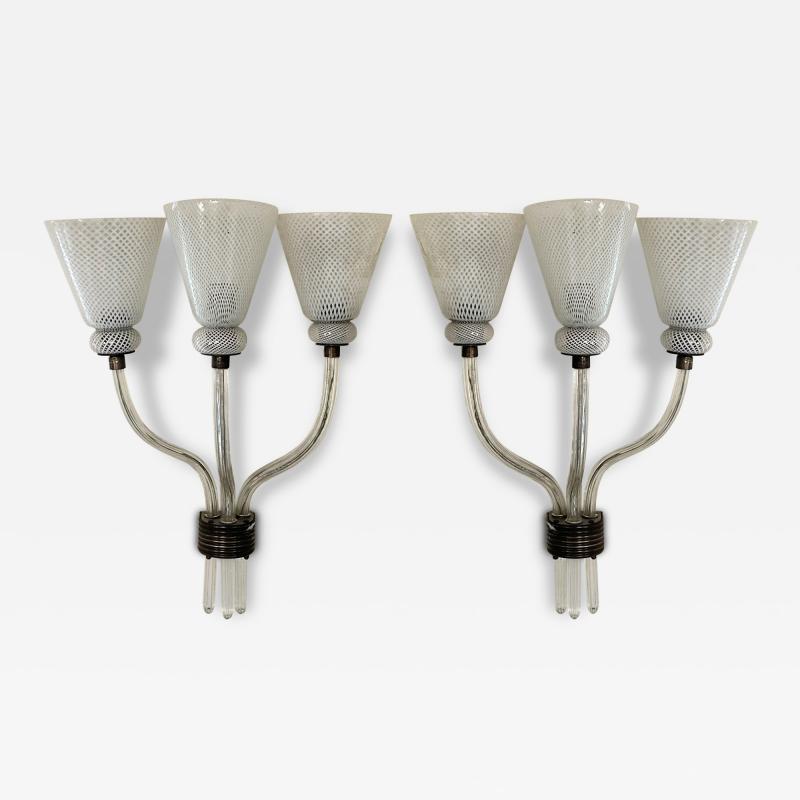 Archimede Seguso Seguso 1940s Pair of Murano Wall Lights