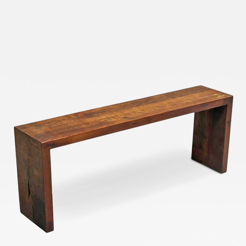 Architectural Bench in Solid Oak with Wonderful Patina Early to Mid 20th Century