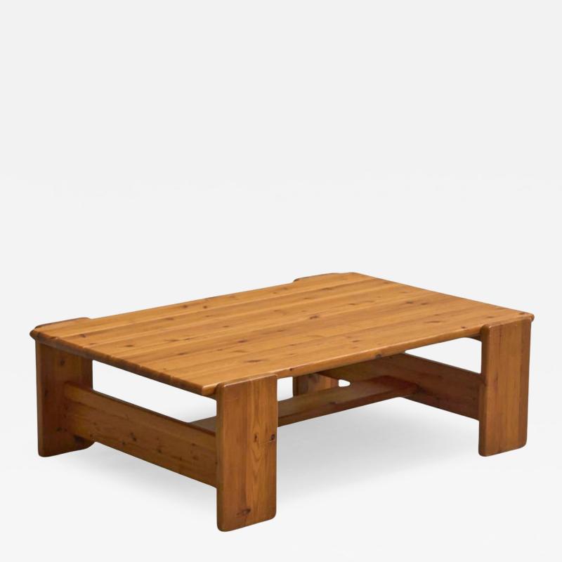 Architectural Coffee Table in Solid Pine 1970s