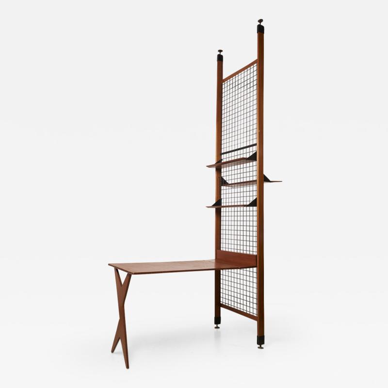 Architectural Desk with Bookshelf Italy 1960s